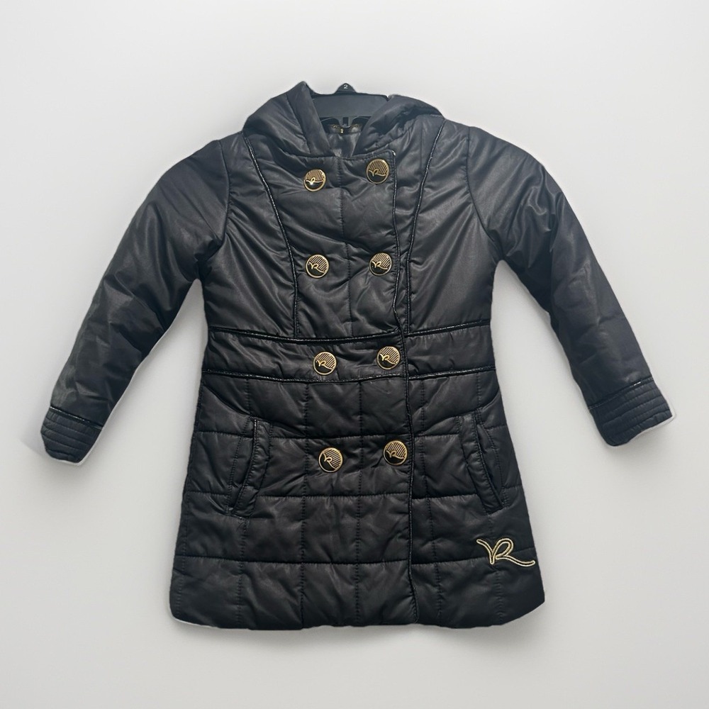 Rocawear‎ Black Puffer Winter Coat Kids Girl Size 4 Small Vintage Snow Ski